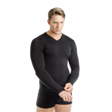 Maillot T-Shirt Thermique Homme Manches Longues sous-vêtements Respirant en Fibre Dryarn et Laine Mérinos